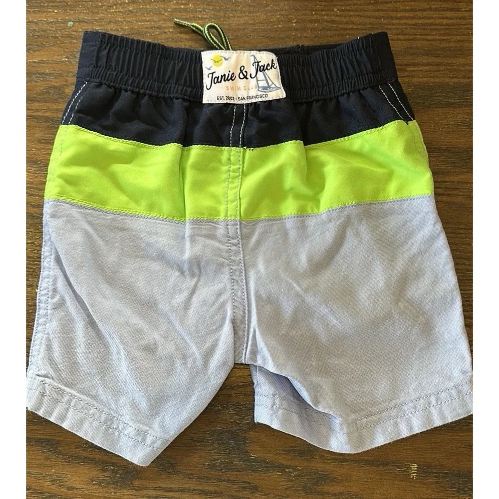Janie and Jack Baby Boys 6-12M Colorblock Swim Trunks‎ - Picture 3 of 4